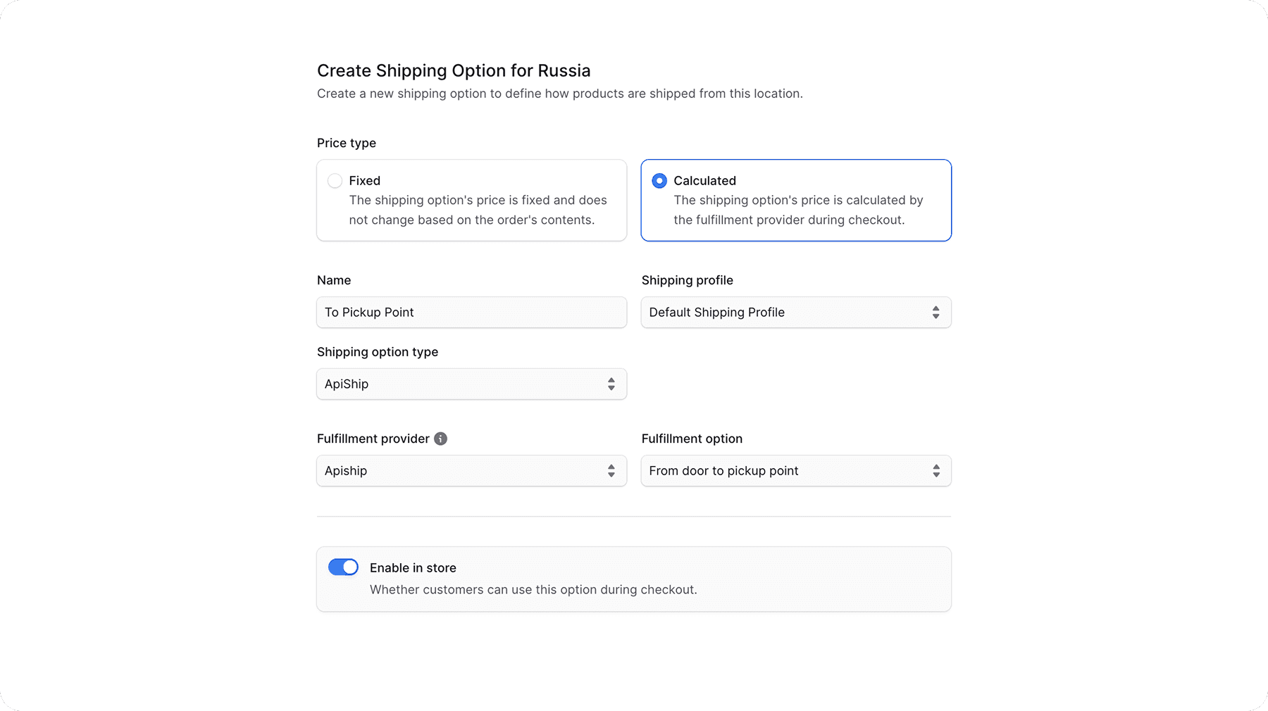 Add Shipping Option