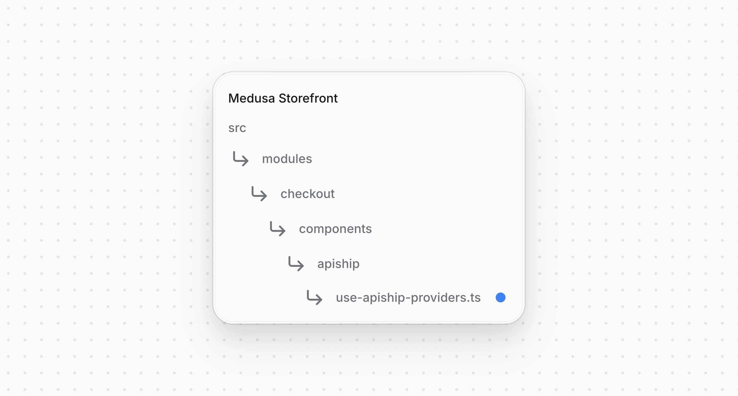 Структура проекта Medusa Storefront после создания файла для хука перевозчиков ApiShip