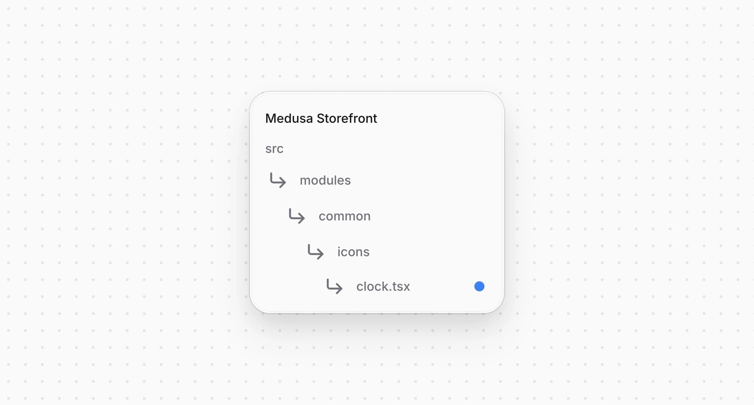 Структура проекта Medusa Storefront после создания файла для иконки часов