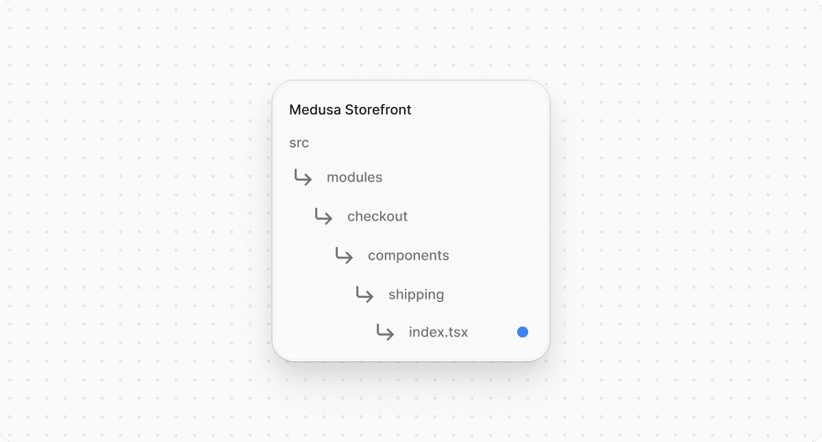 Структура проекта Medusa Storefront после обновления файла для компонента доставки