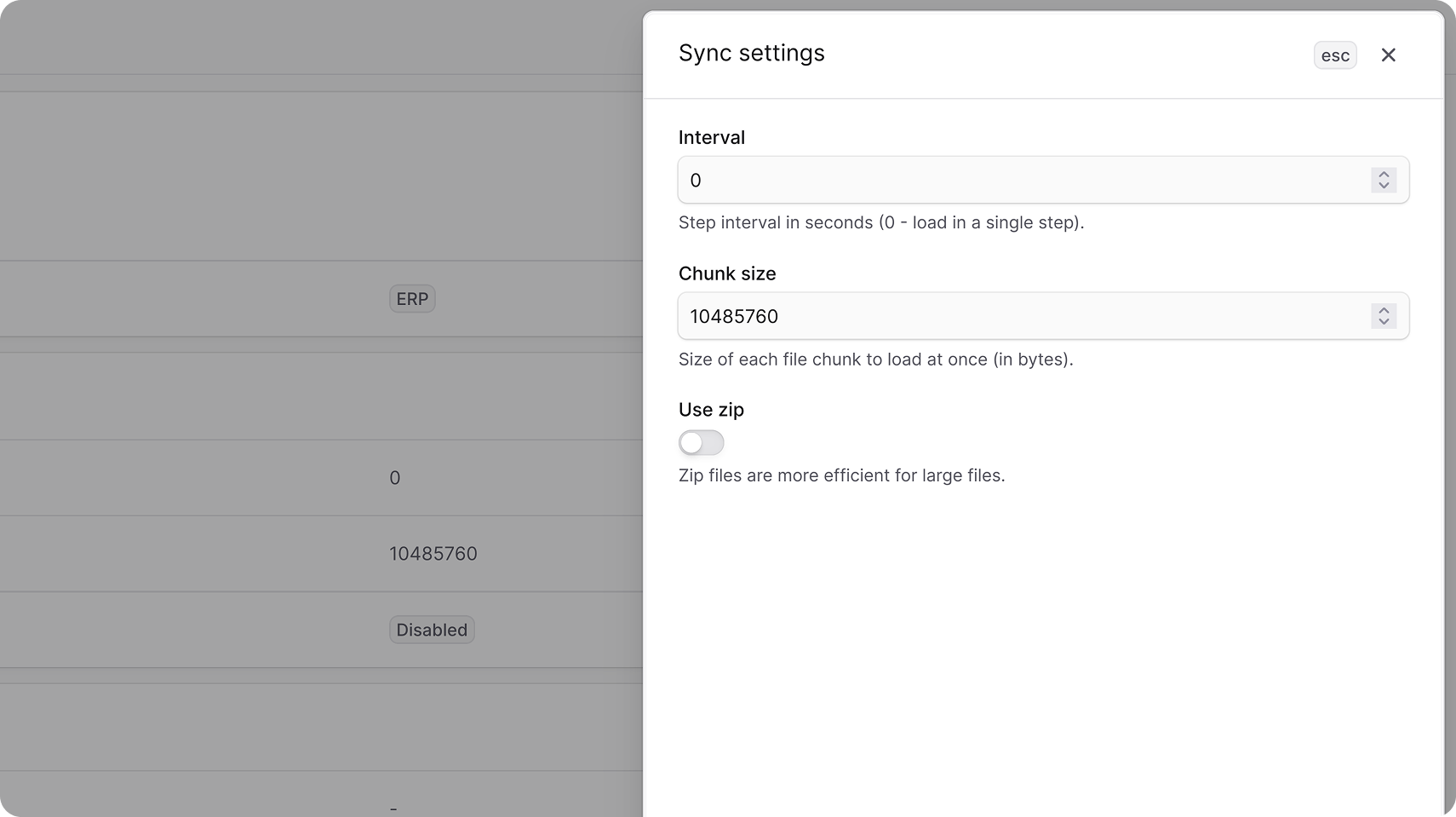 Edit sync settings